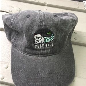 Gray denim hat with purrmaid patch💜